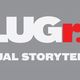 Logo met tekst "PLUGR:TV" en "VISUAL STORYTELLING" op een grijze achtergrond.