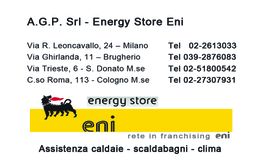 Contatti per A.G.P. Srl - Energy Store Eni con indirizzi e numeri di telefono delle sedi in Italia.