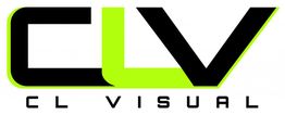Logo with bold black and green letters "CLV" and "CL VISUAL" below in smaller black text.