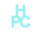 Blaues "HPC"-Logo auf weißem Hintergrund.