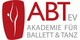 Logo der Akademie für Ballett & Tanz mit stilisierter Tänzerin auf rotem Hintergrund.