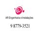 Logo AR Engenharia, espiral rosa, com telefone: 9 8779-3521.
