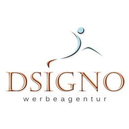 Logo der DSIGNO Werbeagentur mit stilisierter Figur über dem Firmennamen.