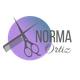 Logo with scissors, comb, and text "Norma Ortiz" on a purple gradient circle.