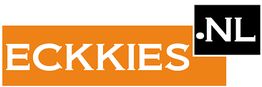 Logo met tekst "ECKKIES" in oranje en ".NL" in wit op zwarte achtergrond.