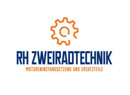 Logo von RH Zweiradtechnik mit Zahnrad und Text "Motoreninstandsetzung und Ersatzteile".