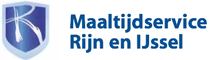 Logo van Maaltijdservice Rijn en IJssel met een blauw embleem van een lepel en vork.