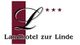 Logo vom Landhotel zur Linde mit elegantem "L" und drei Sternen.