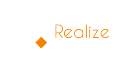 Logo da "Realize Empréstimos Consignados" com design geométrico laranja e branco.
