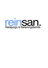 Logo mit Text "reinsan. Reinigungs- & Sanierungstechnik" in Blau und Schwarz auf weißem Hintergrund.