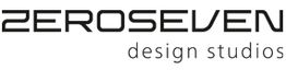 Logo mit Schriftzug "ZEROSEVEN design studios" in schwarzer Schrift auf weißem Hintergrund.