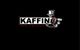 Logo mit Kaffeebohne-Figur und Tasse, Text: "KAFFIN kaffee & maschinen" auf schwarzem Hintergrund.