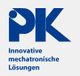 Logo mit blauen Buchstaben "PK" und Text: "Innovative mechatronische Lösungen".