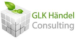 Würfel mit Blättern, daneben Text "GLK Händel Consulting".