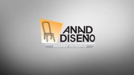 Logotipo de "ANAD Diseño", muebles exclusivos, con dibujo de una silla en fondo gris.