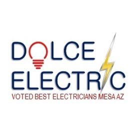 Logo for Dolce Electric, voted best electricians in Mesa, AZ, featuring a light bulb and bolt.