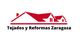 Logotipo con el texto "Tejados y Reformas Zaragoza" y un diseño de casas en rojo.