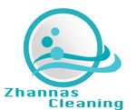Logo of Zhannas Cleaning with abstract wave and bubbles design in teal and gray.