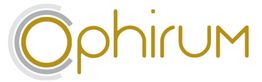 Logo mit dem Schriftzug "Ophirum" in Gold und einem grafischen Element in Silber und Grau.