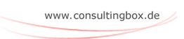 Text: www.consultingbox.de auf weißem Hintergrund mit roten geschwungenen Linien darunter.