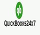 Logo with "qb" in a green circle above the text "QuickBooks24x7".