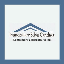 Logo con testo "Immobiliare Selva Candida, Costruzioni e Ristrutturazioni" e forma di tetto.