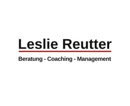 "Logo mit Text: 'Leslie Reutter', darunter 'Beratung - Coaching - Management'."