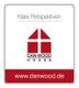 Schild mit Slogan "Klare Perspektiven", Dan-Wood House Logo und Webseite www.danwood.de.