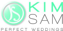 Logo mit grünem Kreis, Initialen "KS", Text "Kim Sam, Perfect Weddings" in Grau und Grün.