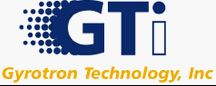 Logo with "GTI" and "Gyrotron Technology, Inc" text, featuring dotted design.