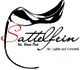 Logo mit Sattel und Schriftzug "Sattlefein, für Qualität und Werterhalt".