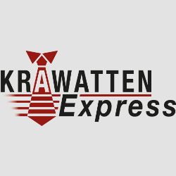 Logo: "Krawatten Express" mit Krawatte in rot-weißem Design integriert.