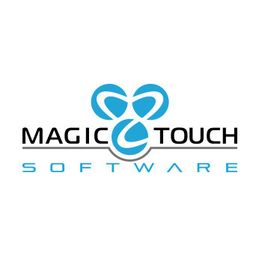 Logo of "Magic Touch Software" with interlocking blue loop design above the text.