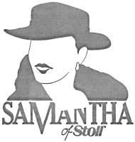Ein stilisiertes Gesicht mit Hut und Ohrring über dem Text "SAMANTHA of Stoll".