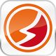 Abstraktes Logo: Rotes und orangefarbenes Design in einem Kreis mit weißen Konturen.