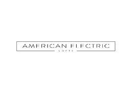 "Logo with text: American Electric Lofts, in a minimalist black and white style."