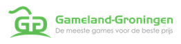 Logo van Gameland-Groningen in groen met slogan "De meeste games voor de beste prijs".
