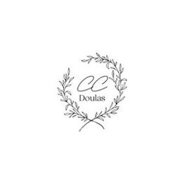 Logo with "CC Doulas" inside a delicate wreath of olive branches.