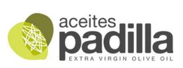 Logotipo "aceites padilla" con diseño en verde y texto "extra virgin olive oil".