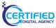 Logo with blue text: "Certified Digital Agency" and a circular arrow design.