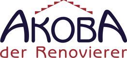 Logo mit Text "AKOBA der Renovierer" und einem Dachmotiv.