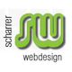 Logo mit grünem "sw" und schwarzem Text "scharrer webdesign".