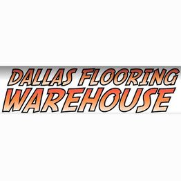 "Dallas Flooring Warehouse" in bold, gradient orange lettering on a white background.