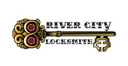Ornate key logo with "River City Locksmith" text in a decorative font.