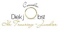 Logo von "Cornelia Diekjobst", mit einem Ring in der Mitte und Text "Ihr Trauring Juwelier".