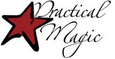Roter Stern neben dem Text "Practical Magic" in eleganter Schrift.