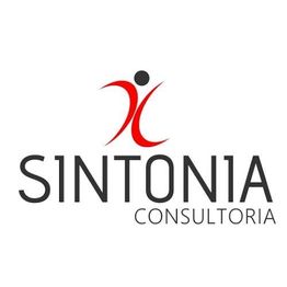 Logo da Sintonia Consultoria com figura estilizada em vermelho e preto.