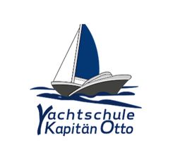 Logo der Yachtschule Kapitän Otto mit Segelboot und blauen Wellen.