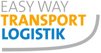 Logo mit gelben und blauen Schriftzügen auf grauem Hintergrund.