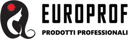 Logo di Europrof con silhouette di donna e fiore rosso, scritta: "Prodotti Professionali".